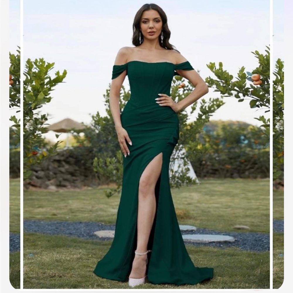 Maxi Dress Sheath/Column Stretch
Crepe Ruched Off Shoulder Sleeveless Sweep